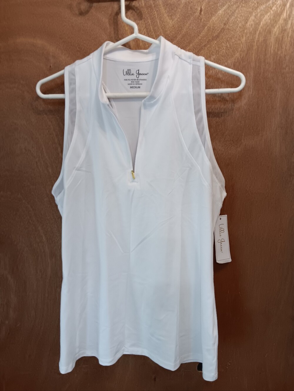 Lillie Green Sleeveless Half-Zip Golf Polo - White